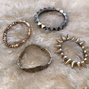 Metal stretch bracelet bundle